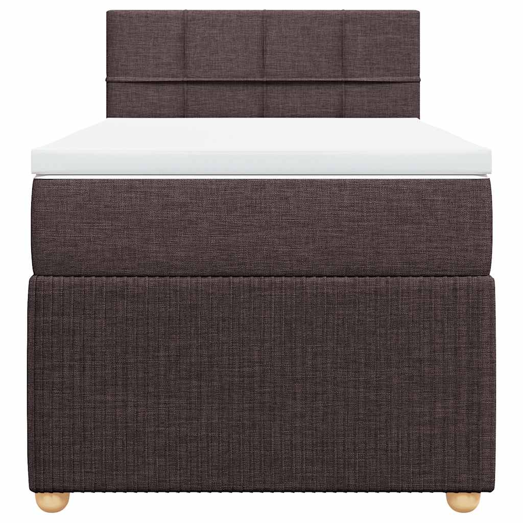vidaXL Κρεβάτι Boxspring με Στρώμα Σκούρο Καφέ 90x200 εκ. Υφασμάτινο