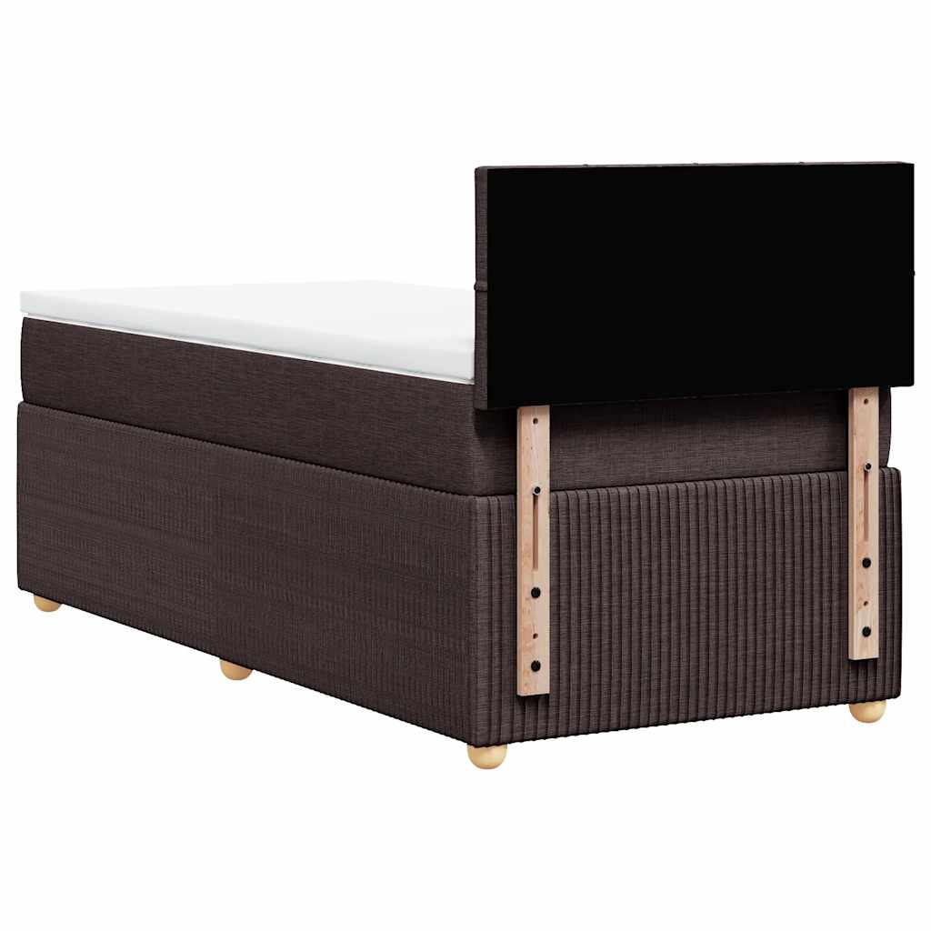 vidaXL Κρεβάτι Boxspring με Στρώμα Σκούρο Καφέ 90x200 εκ. Υφασμάτινο