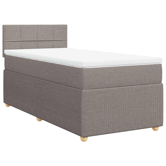 vidaXL Κρεβάτι Boxspring με Στρώμα Taupe 90x200 εκ. Υφασμάτινο