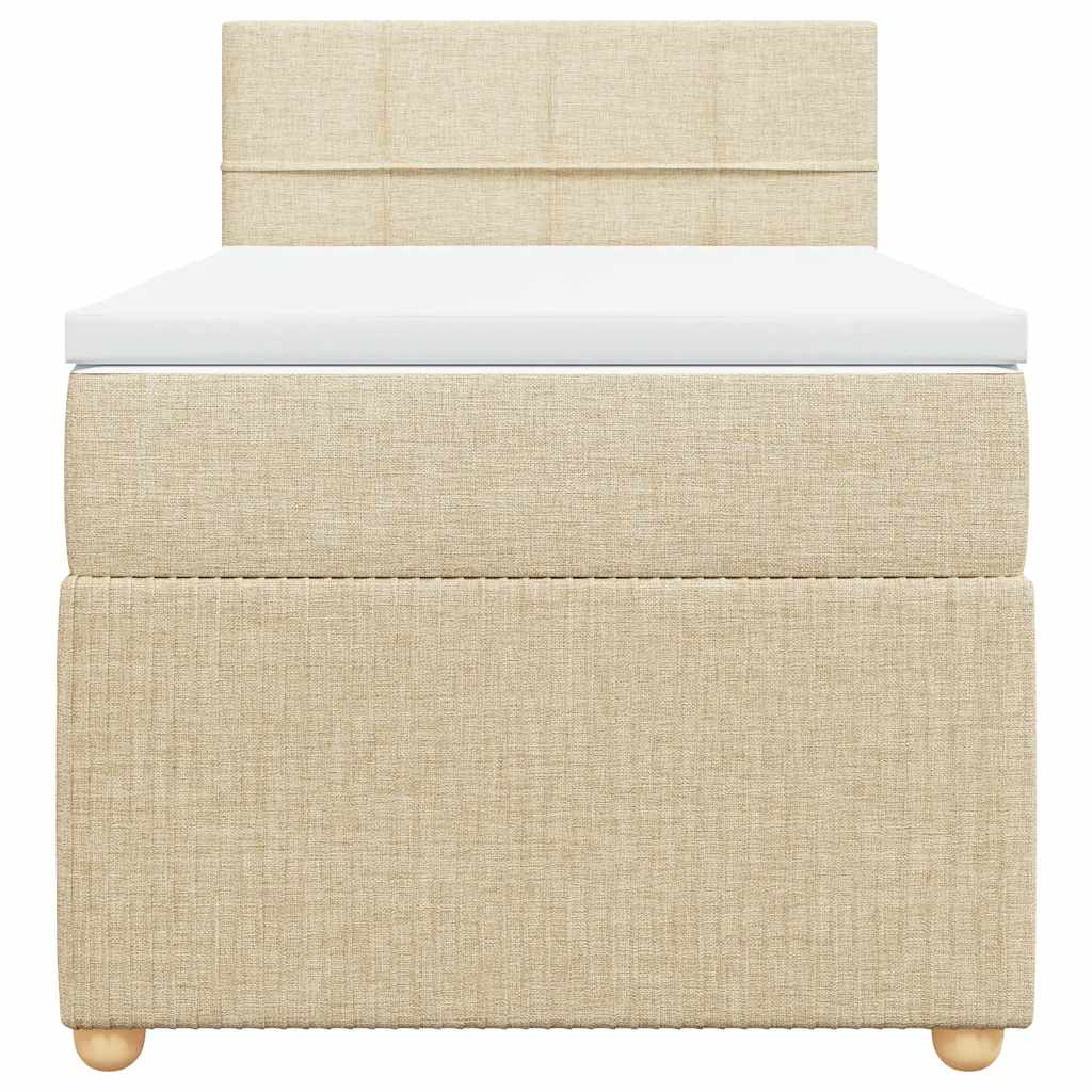 vidaXL Κρεβάτι Boxspring με Στρώμα Κρεμ 90x200 εκ.Υφασμάτινο