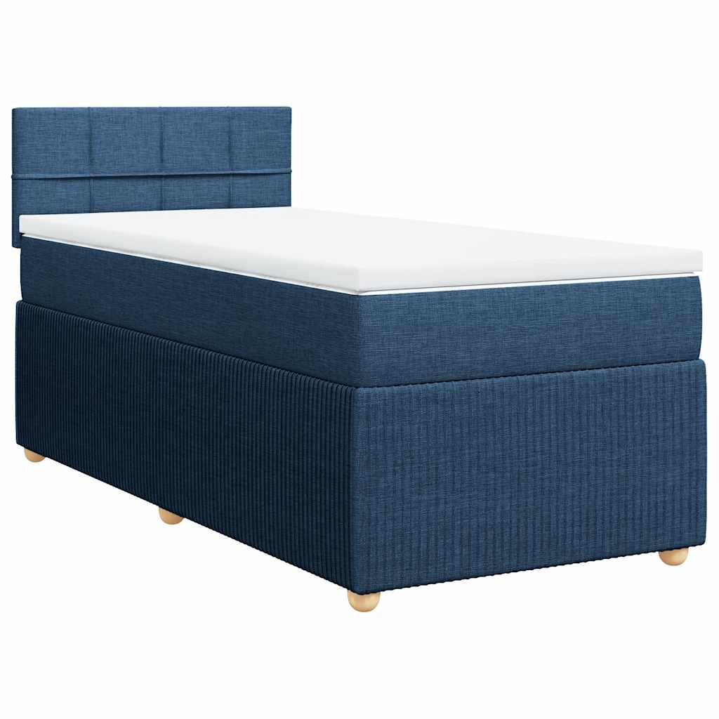 vidaXL Κρεβάτι Boxspring με Στρώμα Μπλε 90x200 εκ.Υφασμάτινο