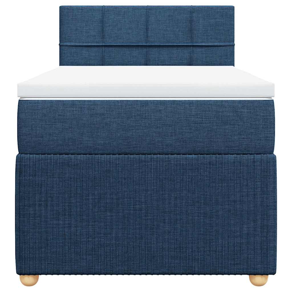 vidaXL Κρεβάτι Boxspring με Στρώμα Μπλε 90x200 εκ.Υφασμάτινο