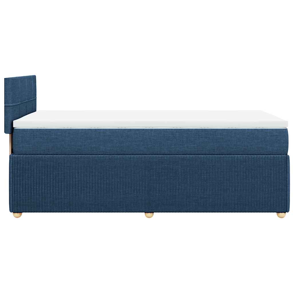 vidaXL Κρεβάτι Boxspring με Στρώμα Μπλε 90x200 εκ.Υφασμάτινο