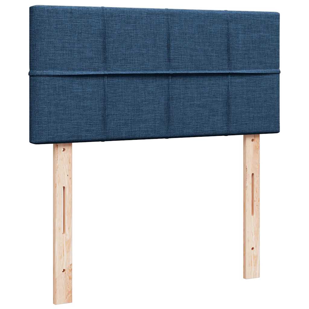 vidaXL Κρεβάτι Boxspring με Στρώμα Μπλε 90x200 εκ.Υφασμάτινο