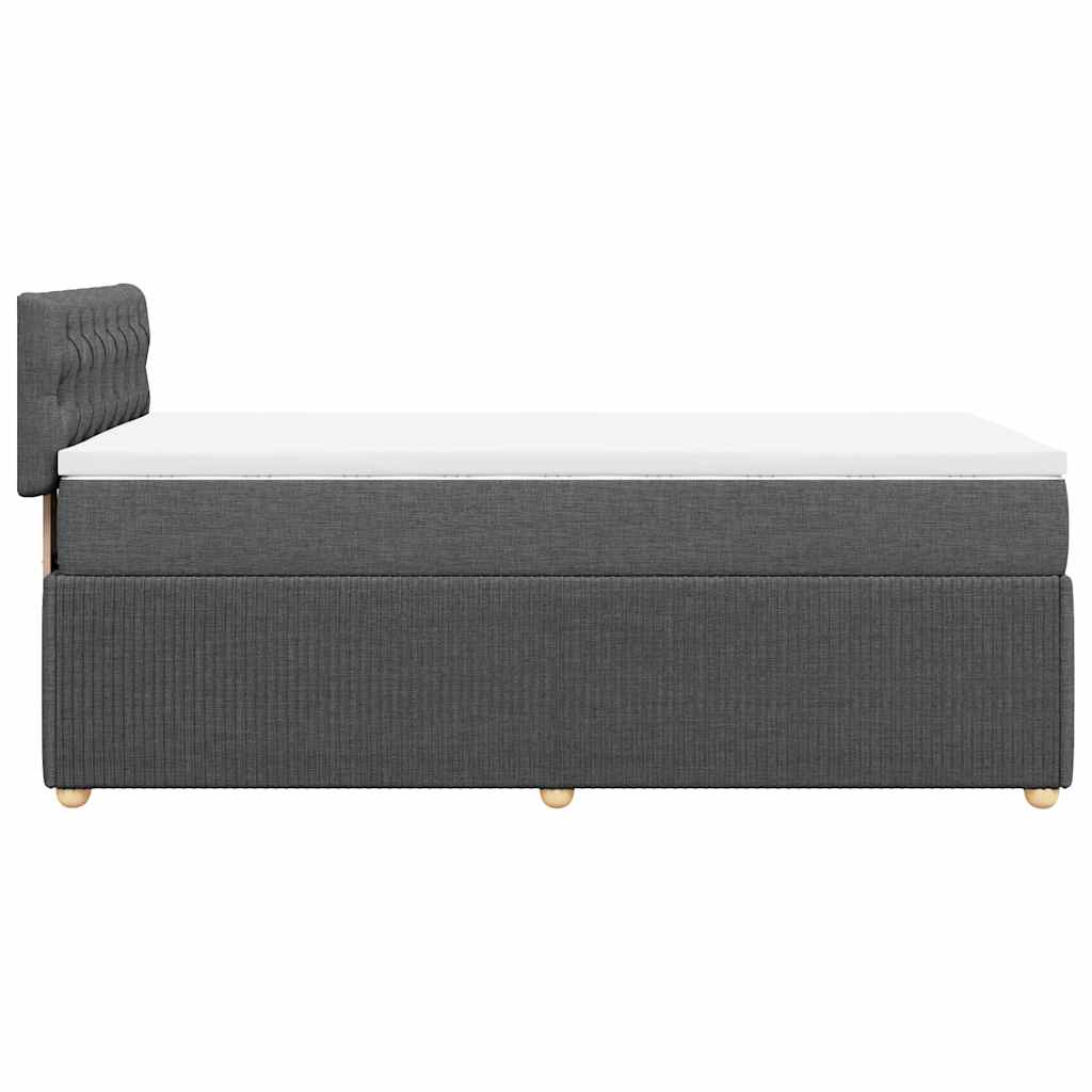vidaXL Κρεβάτι Boxspring με Στρώμα Σκούρο Γκρι 90x200 εκ. Υφασμάτινο