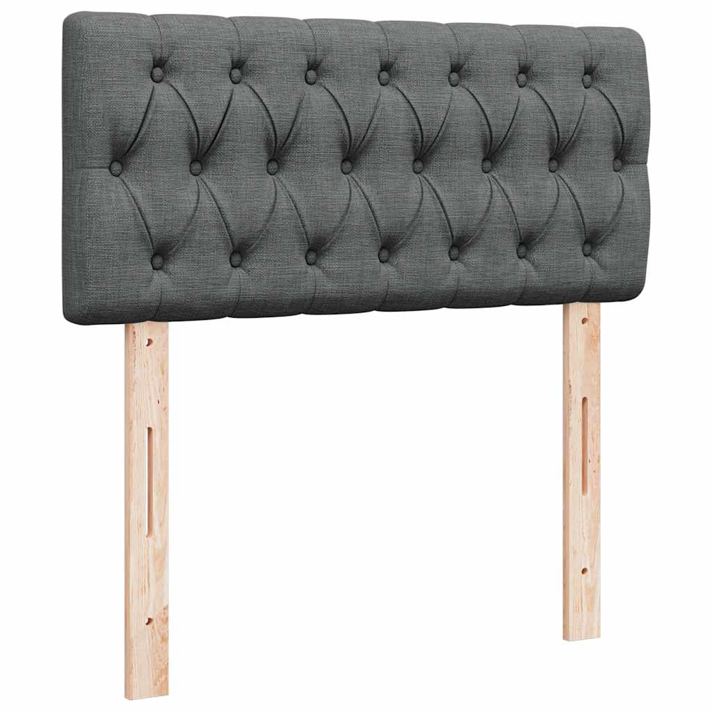 vidaXL Κρεβάτι Boxspring με Στρώμα Σκούρο Γκρι 90x200 εκ. Υφασμάτινο