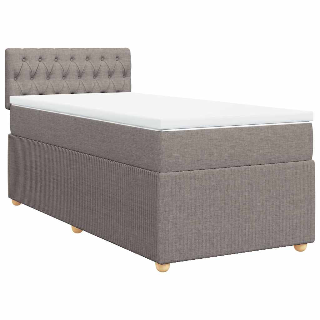 vidaXL Κρεβάτι Boxspring με Στρώμα Taupe 90x200 εκ. Υφασμάτινο