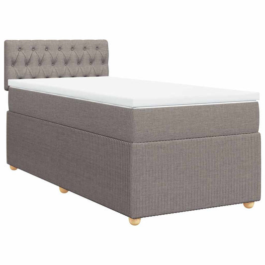 vidaXL Κρεβάτι Boxspring με Στρώμα Taupe 90x200 εκ. Υφασμάτινο