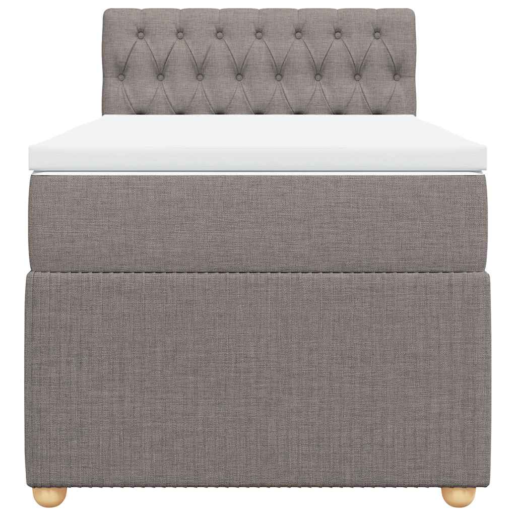 vidaXL Κρεβάτι Boxspring με Στρώμα Taupe 90x200 εκ. Υφασμάτινο