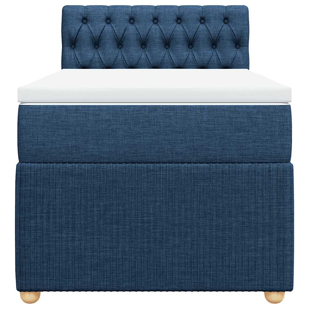 vidaXL Κρεβάτι Boxspring με Στρώμα Μπλε 90x200 εκ.Υφασμάτινο