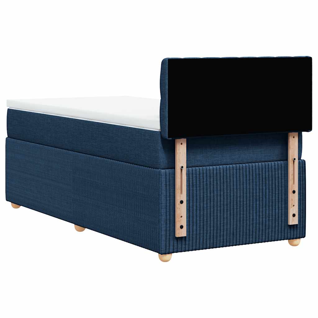 vidaXL Κρεβάτι Boxspring με Στρώμα Μπλε 90x200 εκ.Υφασμάτινο