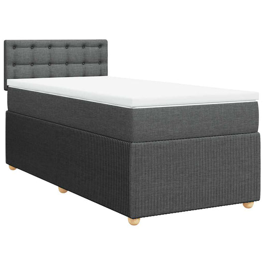 vidaXL Κρεβάτι Boxspring με Στρώμα Σκούρο Γκρι 90x200 εκ. Υφασμάτινο