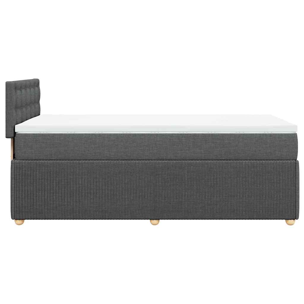 vidaXL Κρεβάτι Boxspring με Στρώμα Σκούρο Γκρι 90x200 εκ. Υφασμάτινο