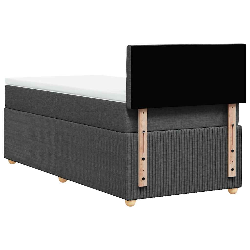 vidaXL Κρεβάτι Boxspring με Στρώμα Σκούρο Γκρι 90x200 εκ. Υφασμάτινο