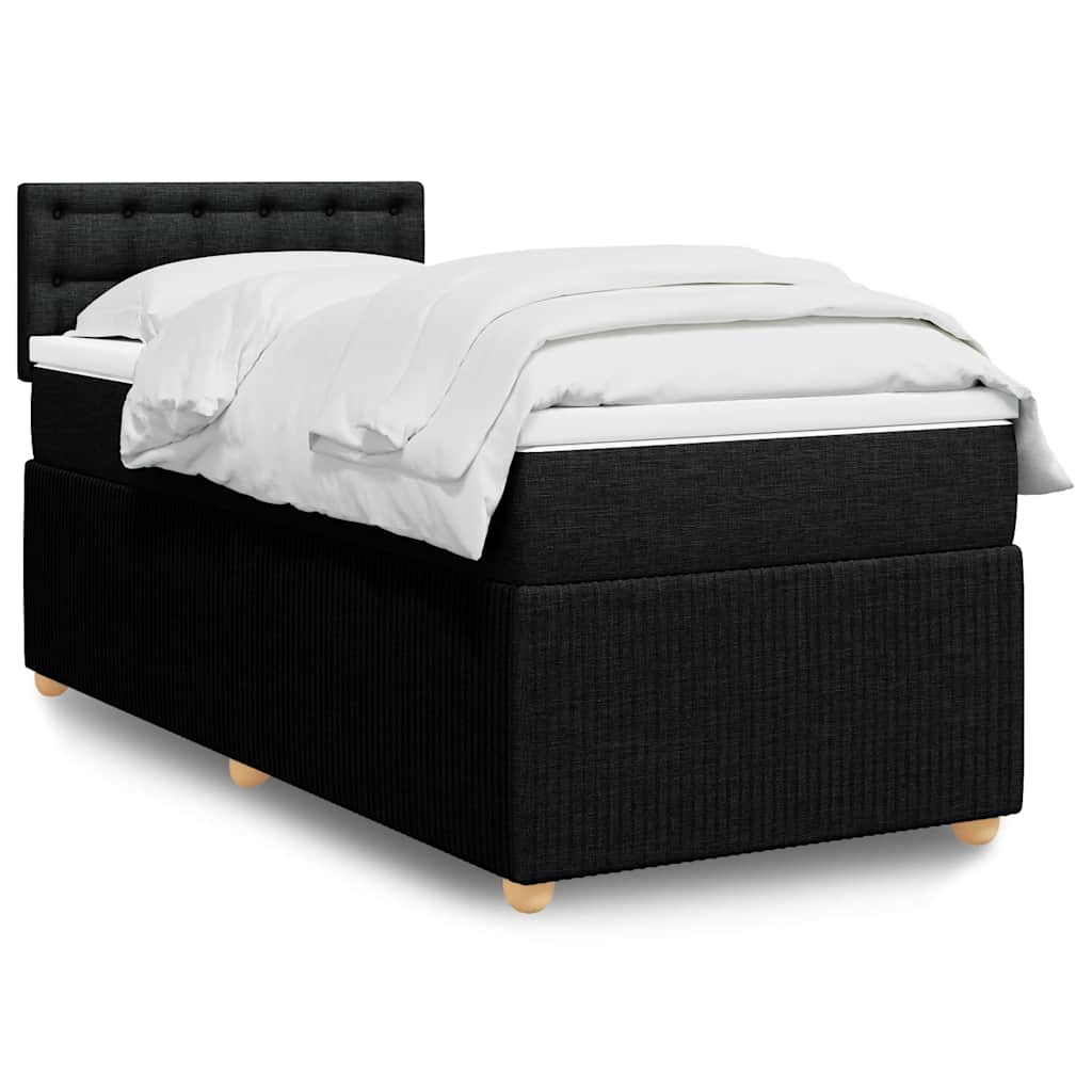 vidaXL Κρεβάτι Boxspring με Στρώμα Μαύρο 90x200 εκ. Υφασμάτινο