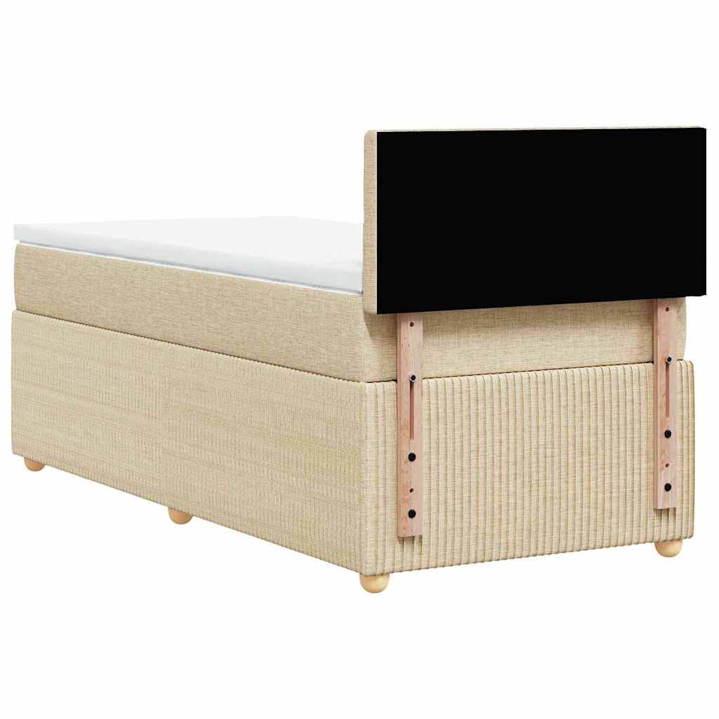 vidaXL Κρεβάτι Boxspring με Στρώμα Κρεμ 90x200 εκ.Υφασμάτινο