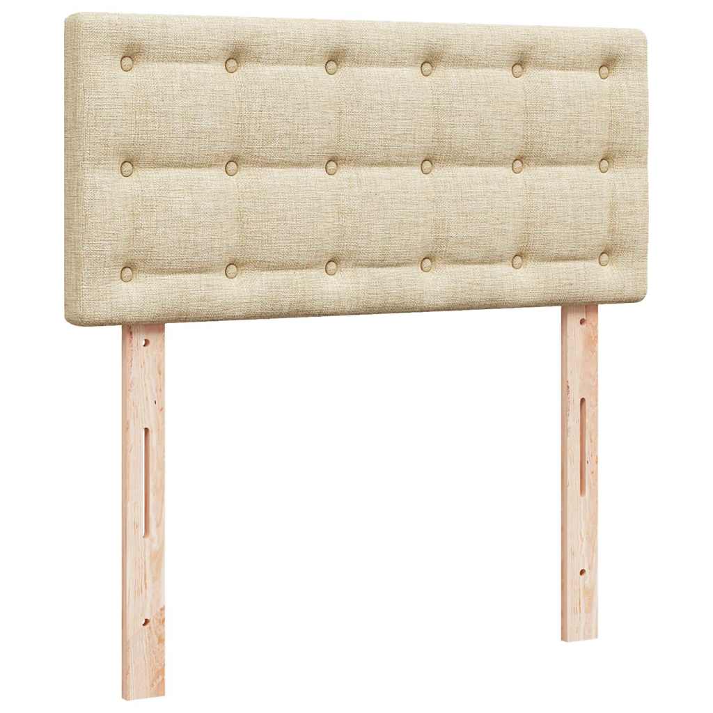 vidaXL Κρεβάτι Boxspring με Στρώμα Κρεμ 90x200 εκ.Υφασμάτινο