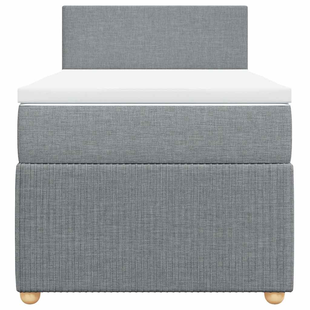 vidaXL Κρεβάτι Boxspring με Στρώμα Ανοιχτό Γκρι 100x200 εκ. Υφασμάτινο