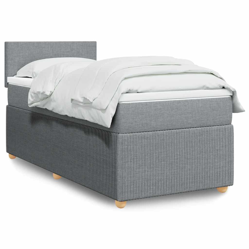vidaXL Κρεβάτι Boxspring με Στρώμα Ανοιχτό Γκρι 100x200 εκ. Υφασμάτινο