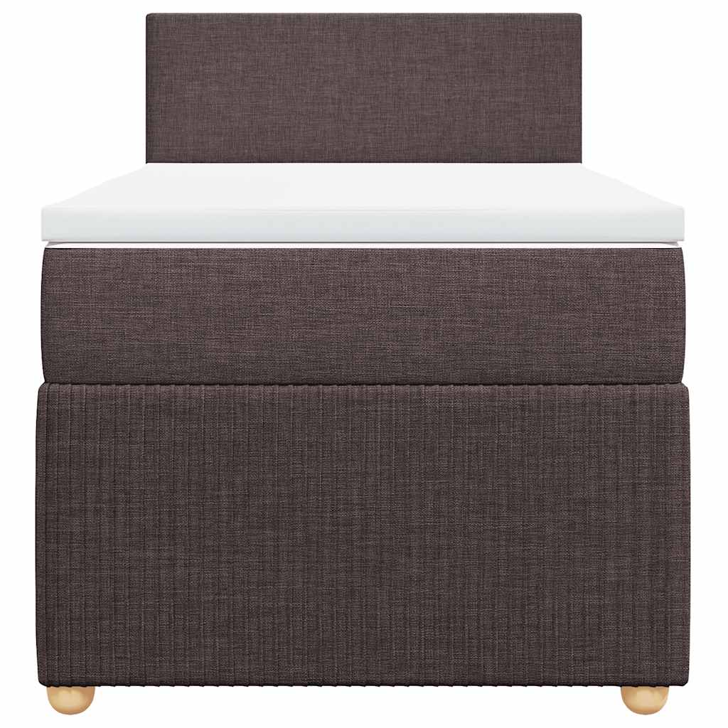 vidaXL Κρεβάτι Boxspring με Στρώμα Σκούρο Καφέ 100x200 εκ. Υφασμάτινο