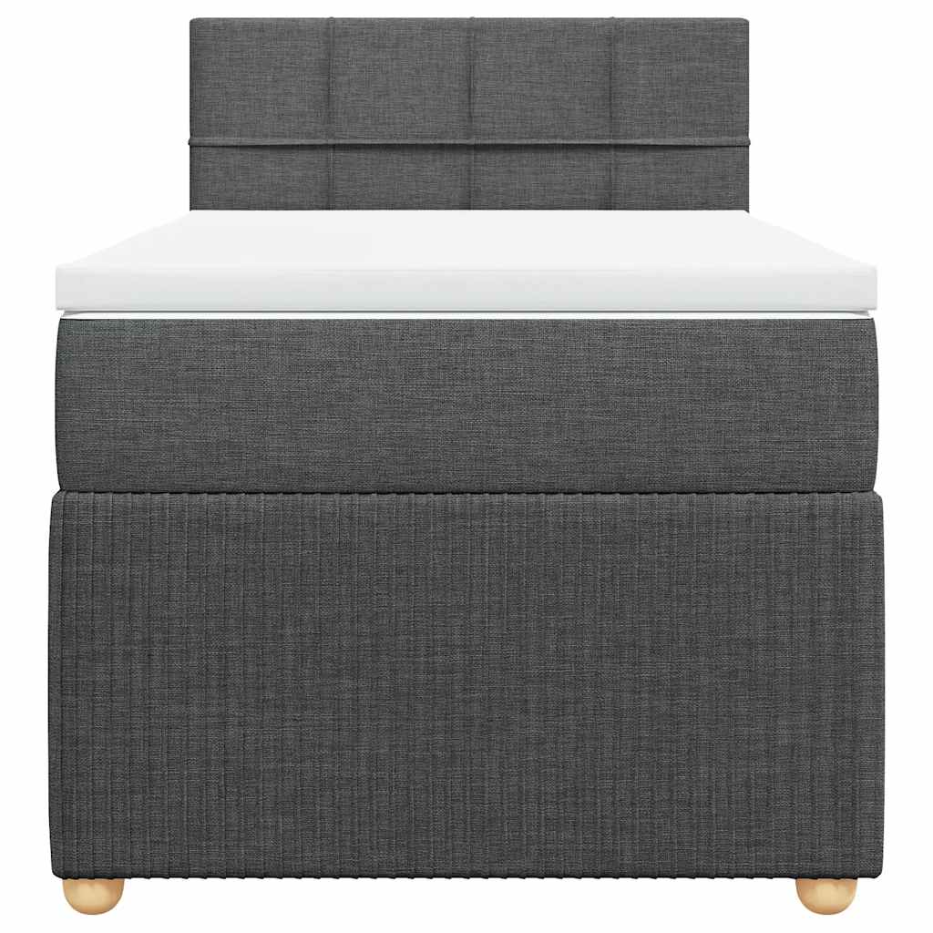 vidaXL Κρεβάτι Boxspring με Στρώμα Σκούρο Γκρι 100x200 εκ. Υφασμάτινο