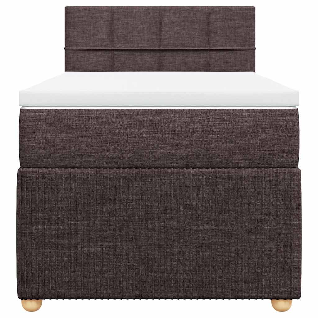 vidaXL Κρεβάτι Boxspring με Στρώμα Σκούρο Καφέ 100x200 εκ. Υφασμάτινο