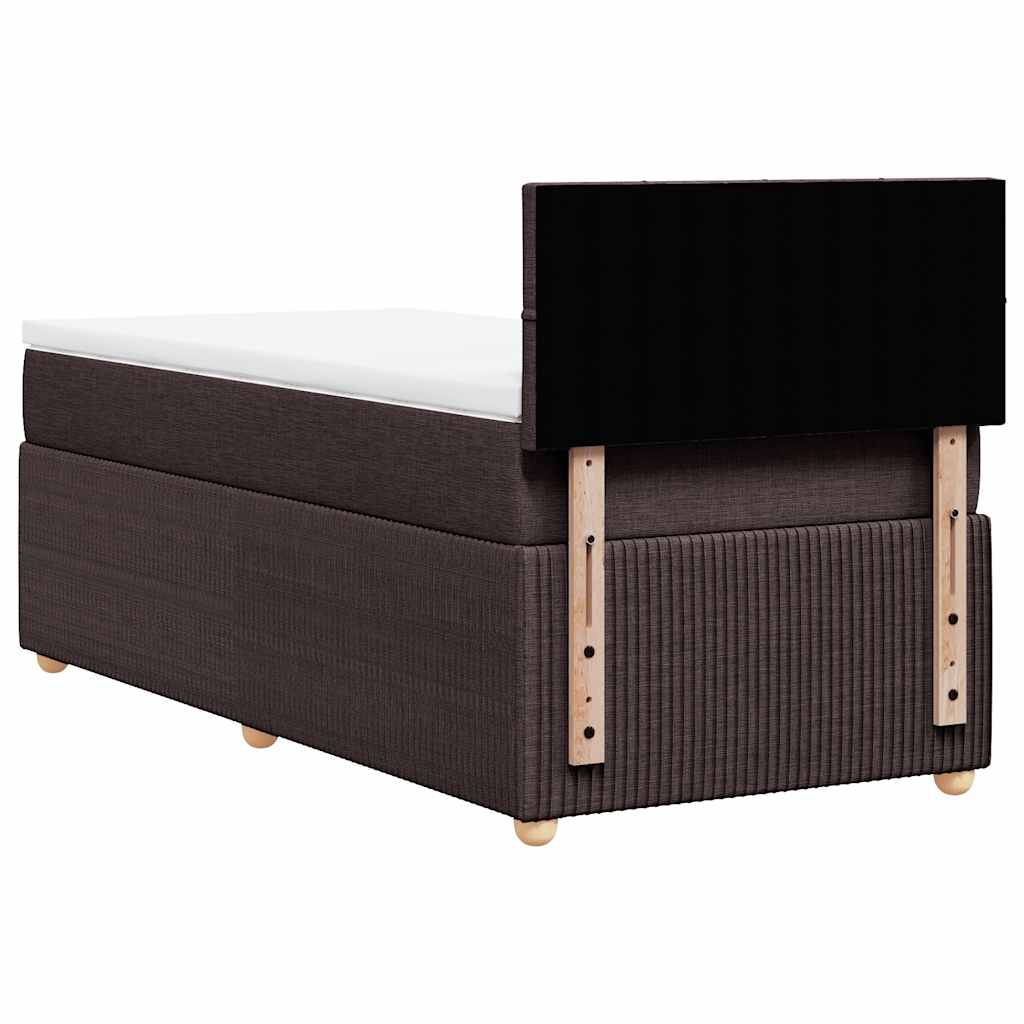vidaXL Κρεβάτι Boxspring με Στρώμα Σκούρο Καφέ 100x200 εκ. Υφασμάτινο