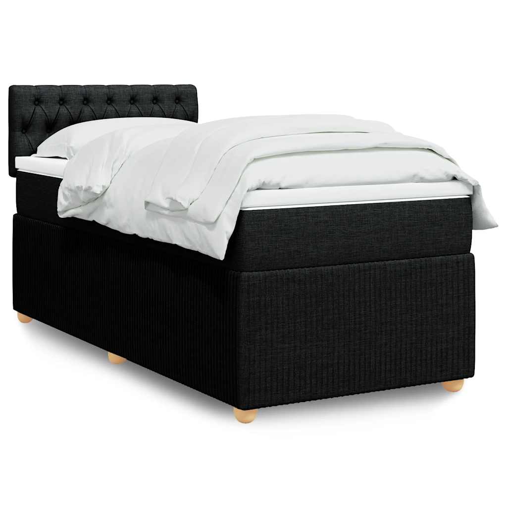 vidaXL Κρεβάτι Boxspring με Στρώμα Μαύρο 100 x 200 εκ. Υφασμάτινο