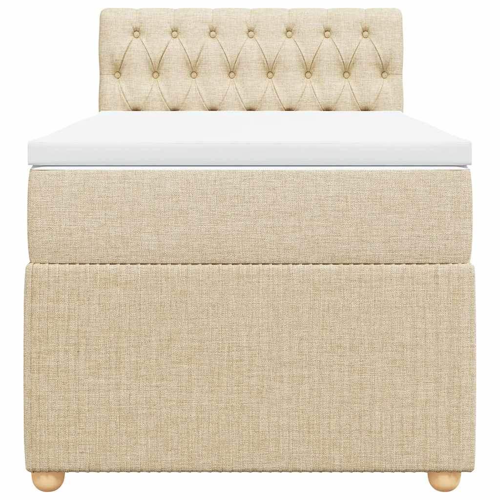 vidaXL Κρεβάτι Boxspring με Στρώμα Κρεμ 100 x 200 εκ. Υφασμάτινο