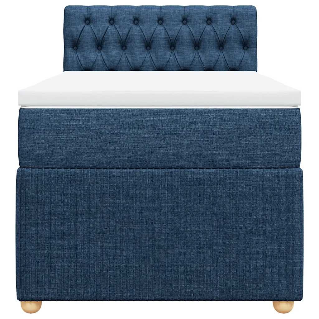 vidaXL Κρεβάτι Boxspring με Στρώμα Μπλε 100 x 200 εκ. Υφασμάτινο