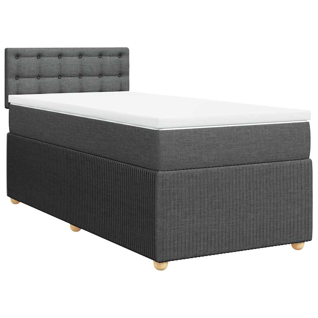 vidaXL Κρεβάτι Boxspring με Στρώμα Σκούρο Γκρι 100x200 εκ. Υφασμάτινο