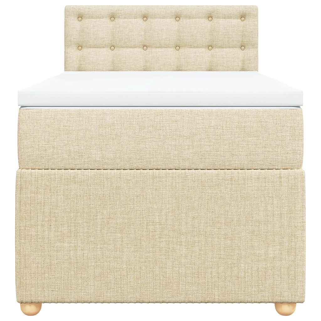 vidaXL Κρεβάτι Boxspring με Στρώμα Κρεμ 100 x 200 εκ. Υφασμάτινο