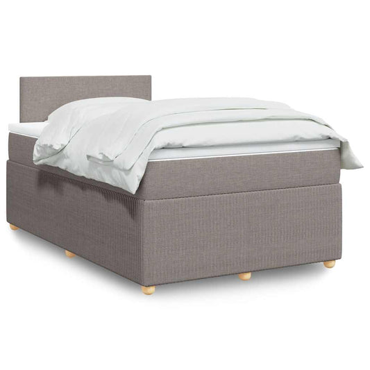 vidaXL Κρεβάτι Boxspring με Στρώμα Taupe 120x190 εκ. Υφασμάτινο
