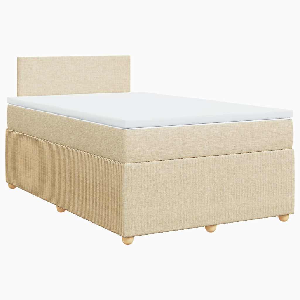vidaXL Κρεβάτι Boxspring με Στρώμα Κρεμ 120x190 εκ. Υφασμάτινο