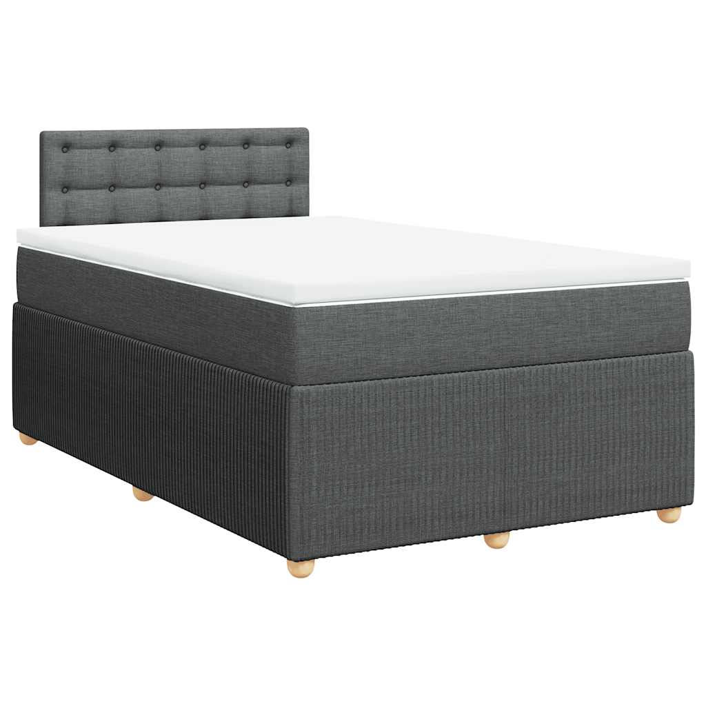vidaXL Κρεβάτι Boxspring με Στρώμα Σκούρο Γκρι 120x190 εκ Υφασμάτινο