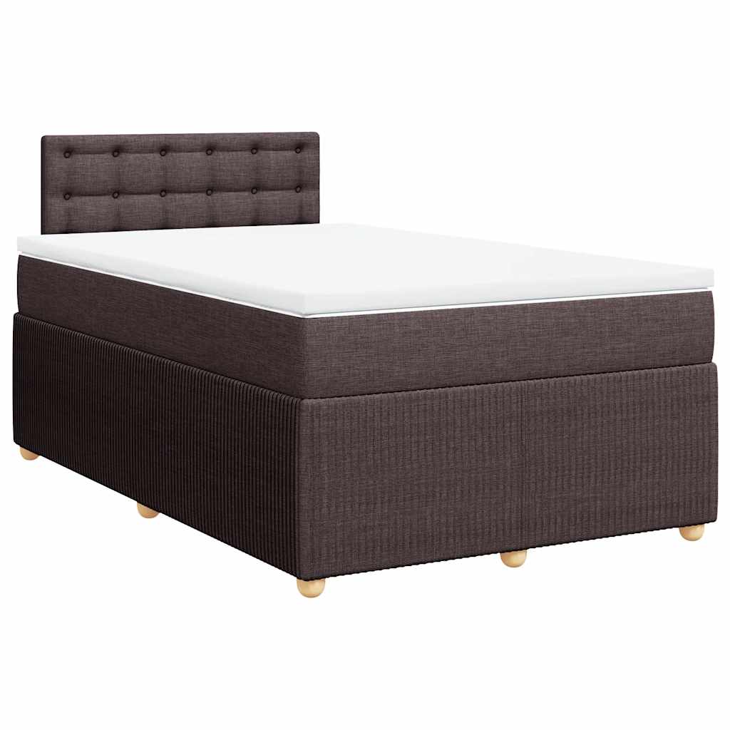 vidaXL Κρεβάτι Boxspring με Στρώμα Σκούρο Καφέ 120x190 εκ Υφασμάτινο