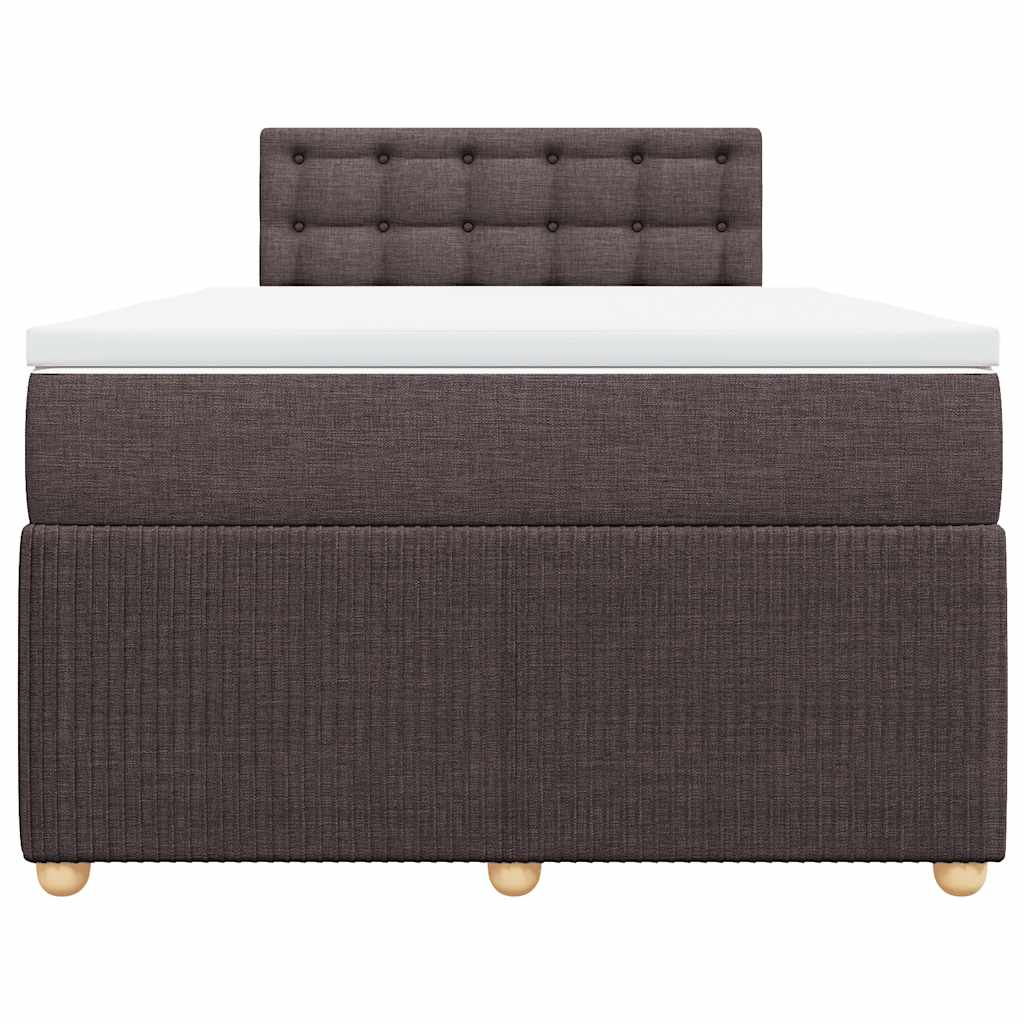vidaXL Κρεβάτι Boxspring με Στρώμα Σκούρο Καφέ 120x190 εκ Υφασμάτινο