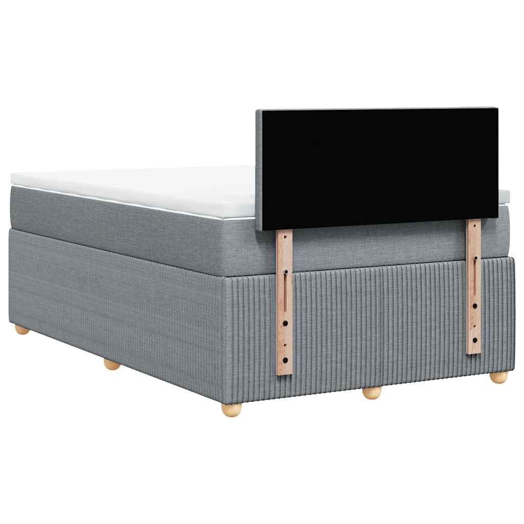 vidaXL Κρεβάτι Boxspring με Στρώμα Ανοιχτό Γκρι 120x200 εκ. Υφασμάτινο