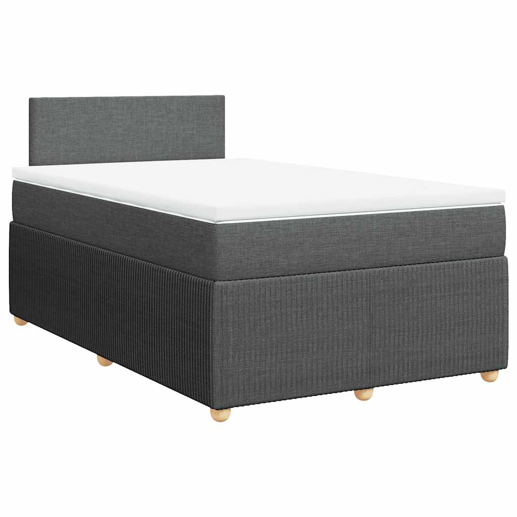 vidaXL Κρεβάτι Boxspring με Στρώμα Σκούρο Γκρι 120x200 εκ. Υφασμάτινο