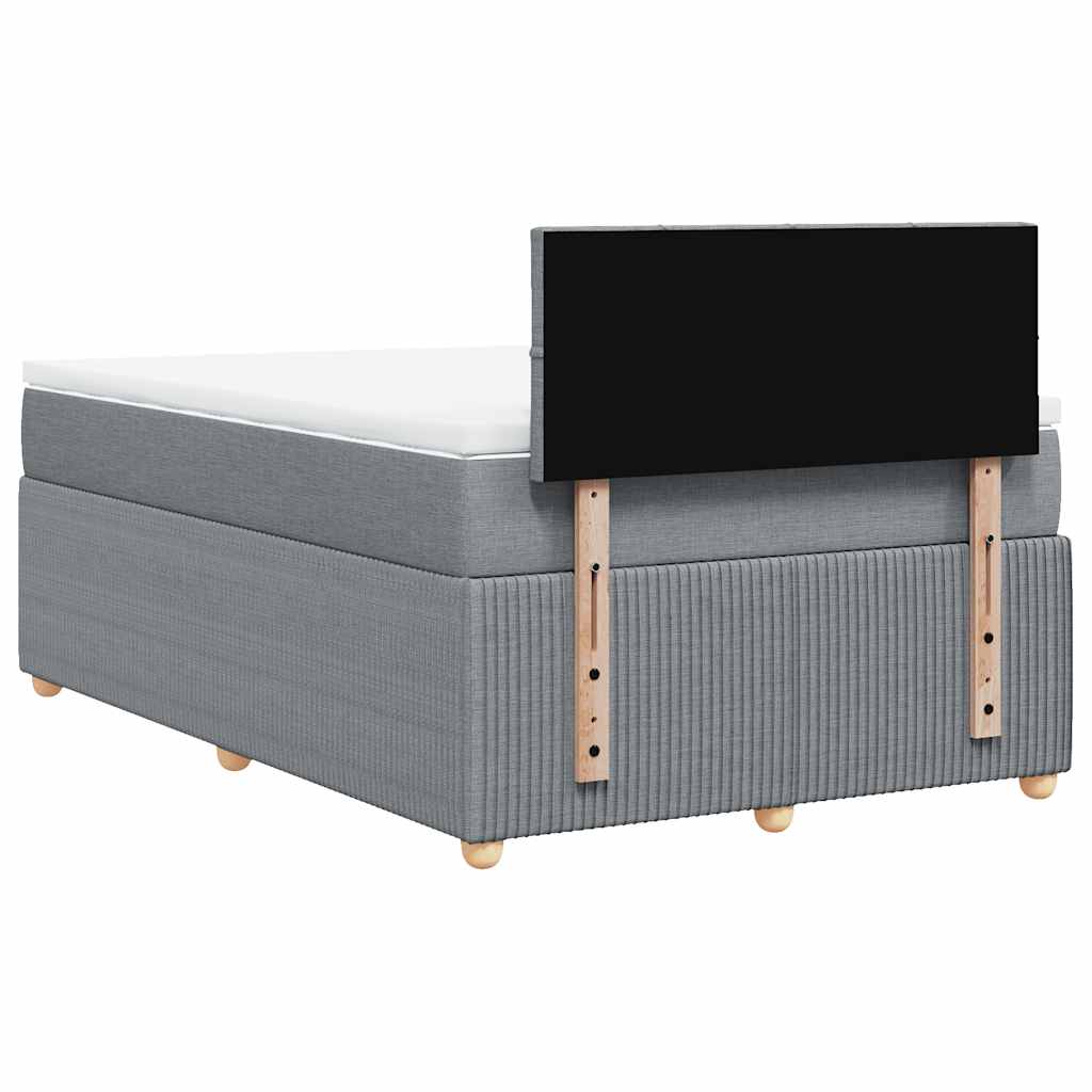 vidaXL Κρεβάτι Boxspring με Στρώμα Ανοιχτό Γκρι 120x200 εκ. Υφασμάτινο