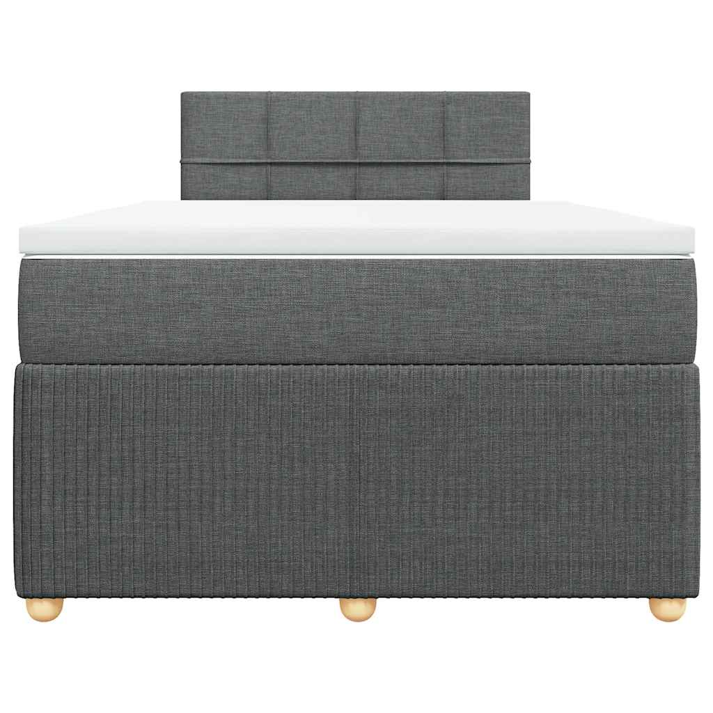 vidaXL Κρεβάτι Boxspring με Στρώμα Σκούρο Γκρι 120x200 εκ. Υφασμάτινο