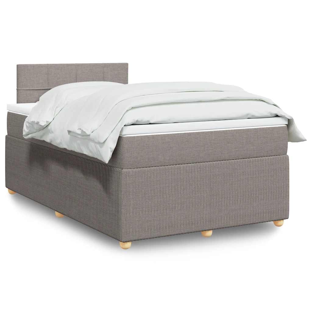 vidaXL Κρεβάτι Boxspring με Στρώμα Taupe 120x200 εκ. Υφασμάτινο