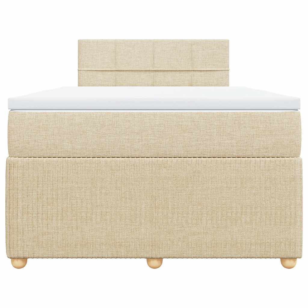 vidaXL Κρεβάτι Boxspring με Στρώμα Κρεμ 120x200 εκ. Υφασμάτινο