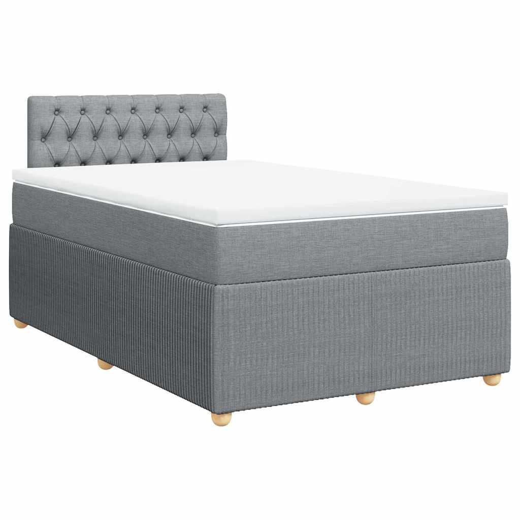 vidaXL Κρεβάτι Boxspring με Στρώμα Ανοιχτό Γκρι 120x200 εκ. Υφασμάτινο