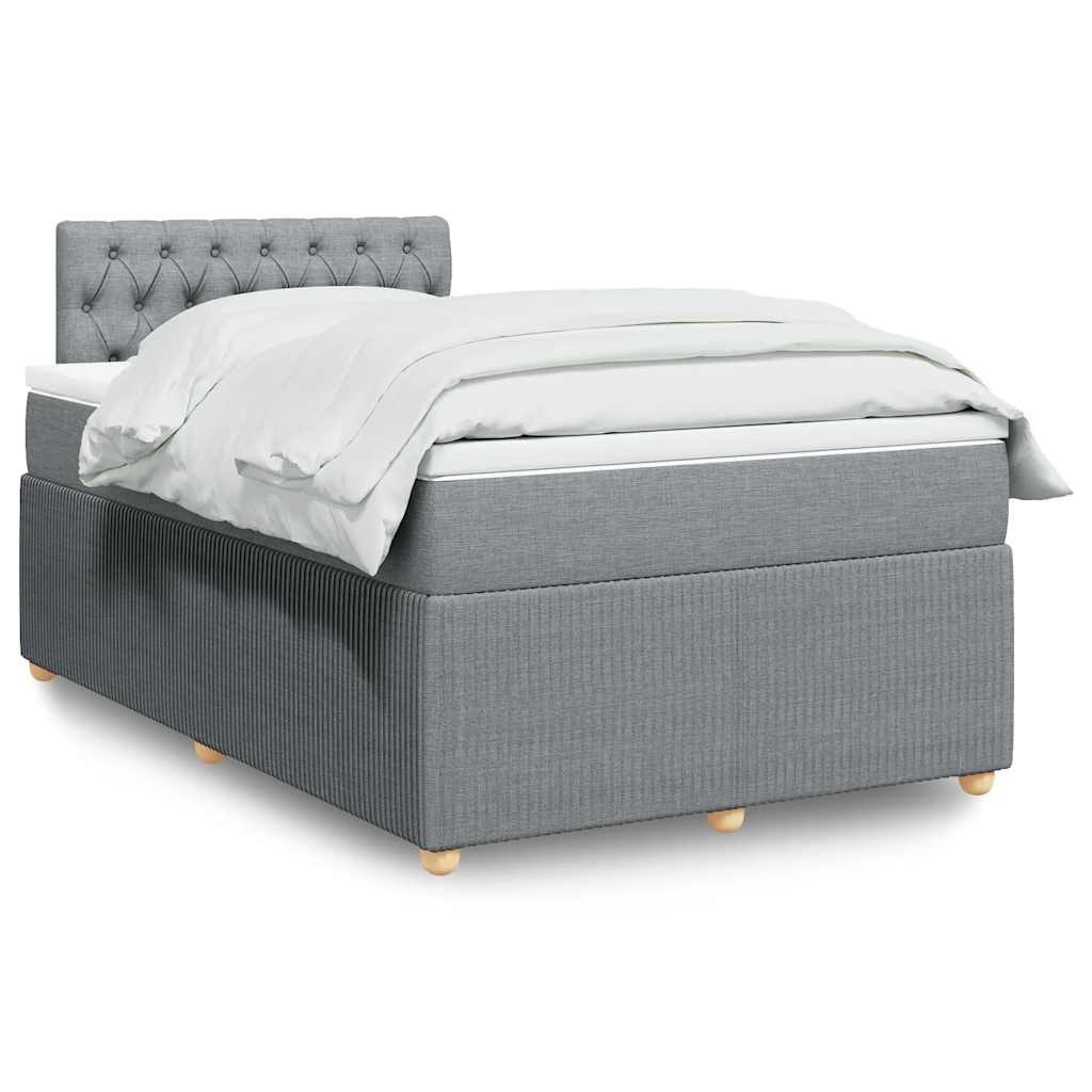vidaXL Κρεβάτι Boxspring με Στρώμα Ανοιχτό Γκρι 120x200 εκ. Υφασμάτινο