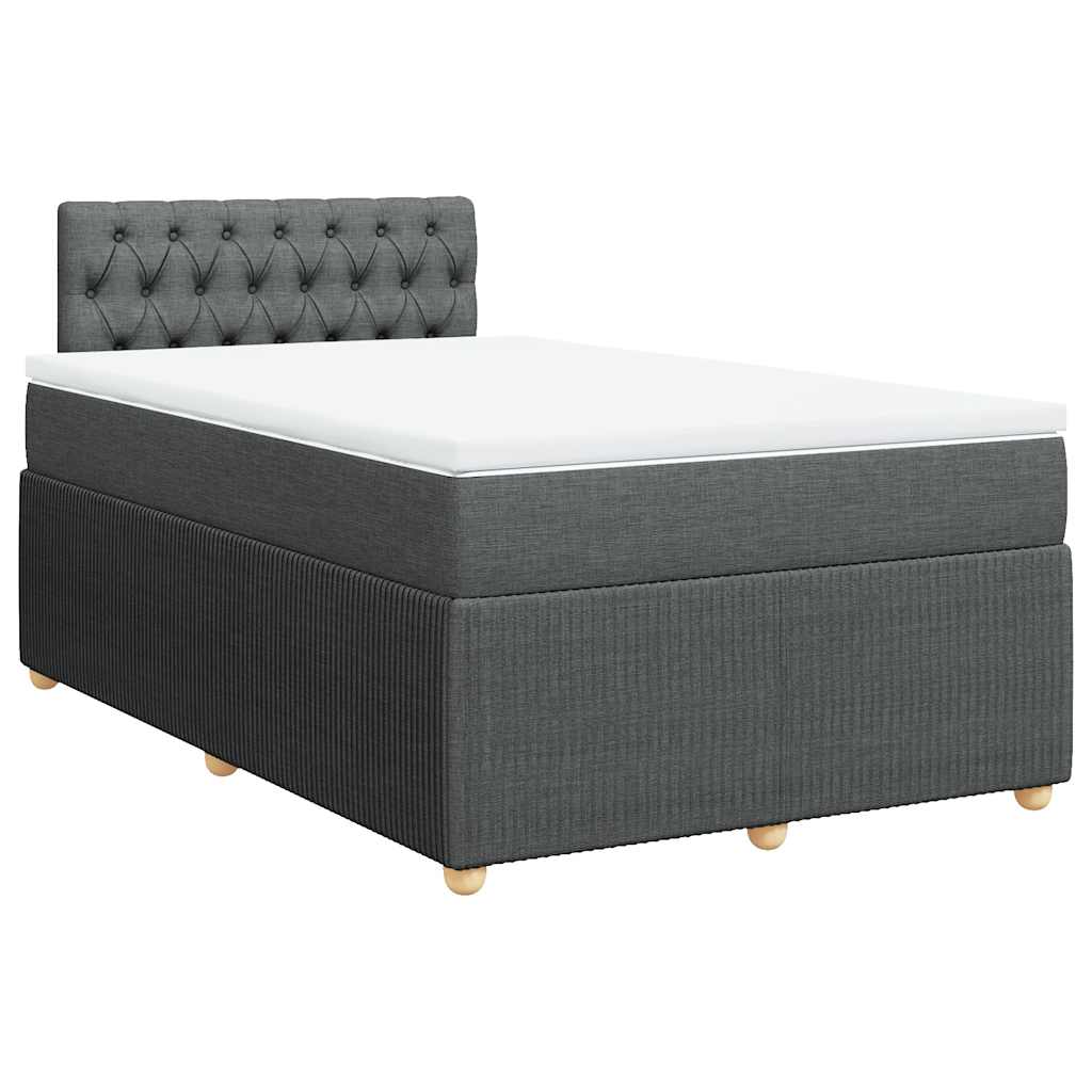 vidaXL Κρεβάτι Boxspring με Στρώμα Σκούρο Γκρι 120x200 εκ. Υφασμάτινο