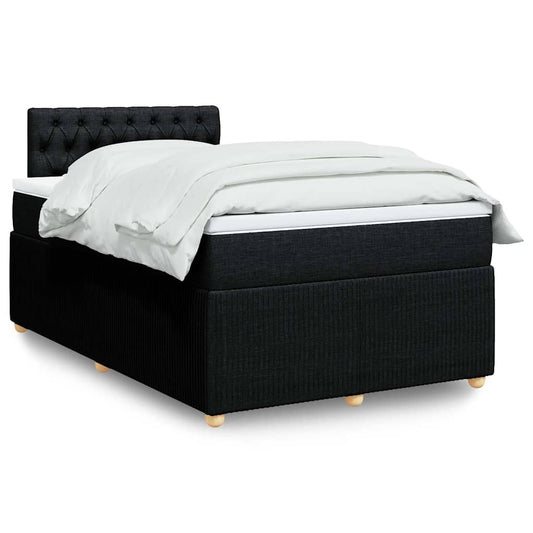 vidaXL Κρεβάτι Boxspring με Στρώμα Μαύρο 120x200 εκ. Υφασμάτινο