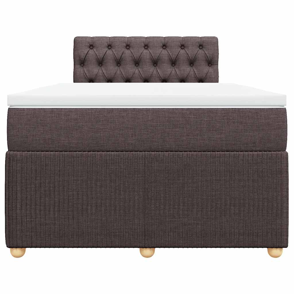 vidaXL Κρεβάτι Boxspring με Στρώμα Σκούρο Καφέ 120x200 εκ. Υφασμάτινο
