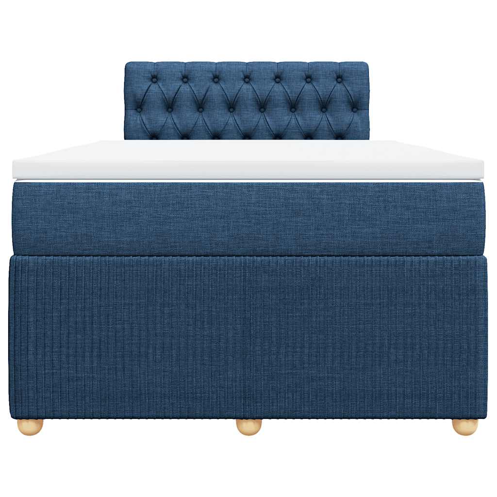 vidaXL Κρεβάτι Boxspring με Στρώμα Μπλε 120x200 εκ. Υφασμάτινο