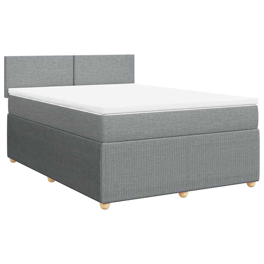 vidaXL Κρεβάτι Boxspring με Στρώμα Ανοιχτό Γκρι 140x190 εκ. Υφασμάτινο
